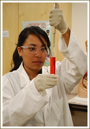 Student technician in action