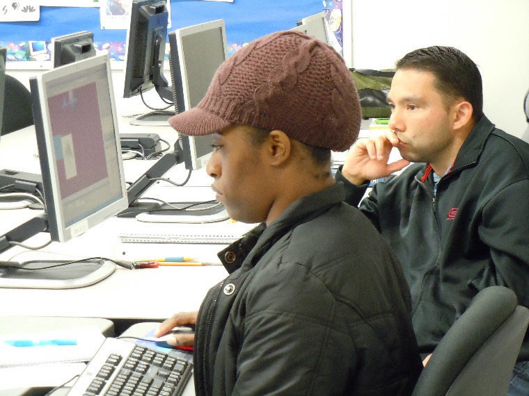 Student at computer