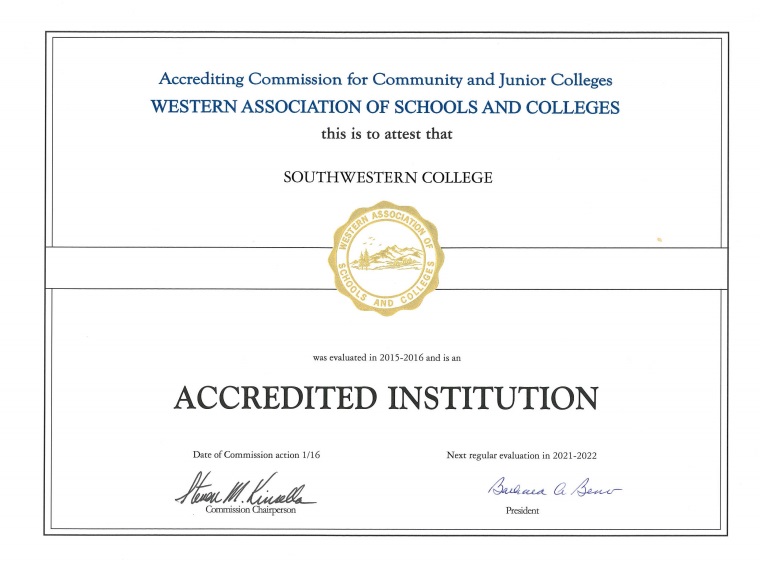 ACCJC Accreditation Certificate 2017