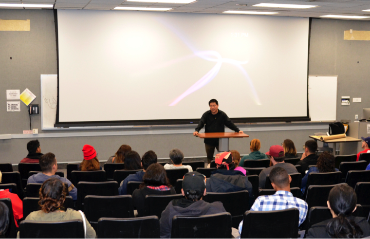 Director Charles Minn takes questions from Southwestern College students after a screening of “¿Es el Chapo?” his film about the capture of infamous Mexican drug lord Joaquín "El Chapo" Guzmán.