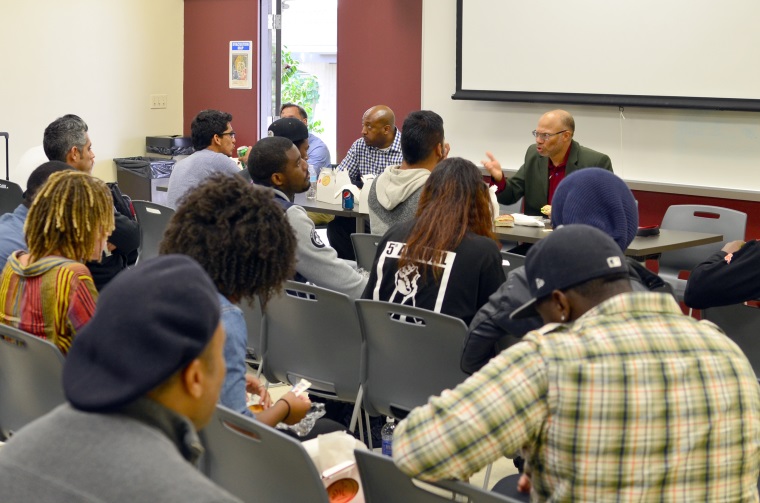Former Southwestern College Student Development Director Aaron Starck speaks at Southwestern College’s HUBU