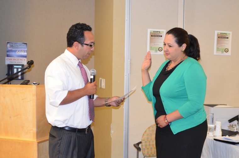 Photo of Nora Vargas being sworn in