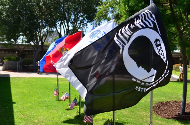 Flags from each branch of the service wave outside the VRC