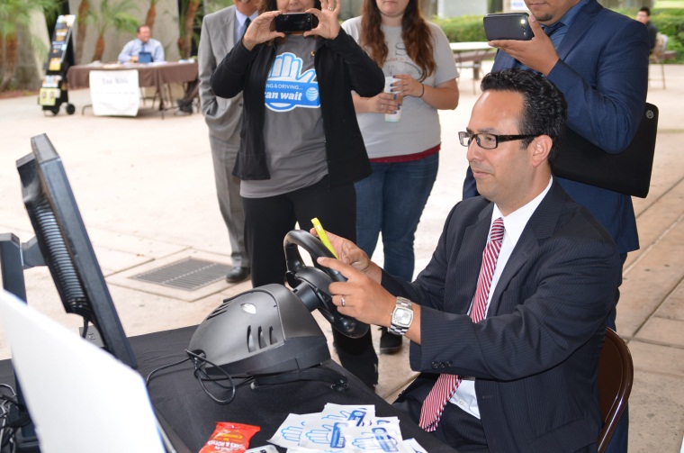 Pres. Humberto Peraza tries texting simulator