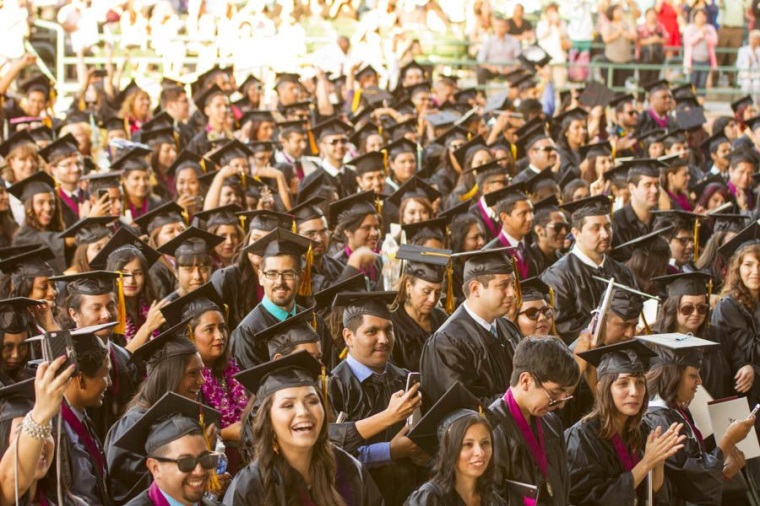 Graduates sit together for the last time as Southwestern College students at the 2014 Commencement Ceremony.