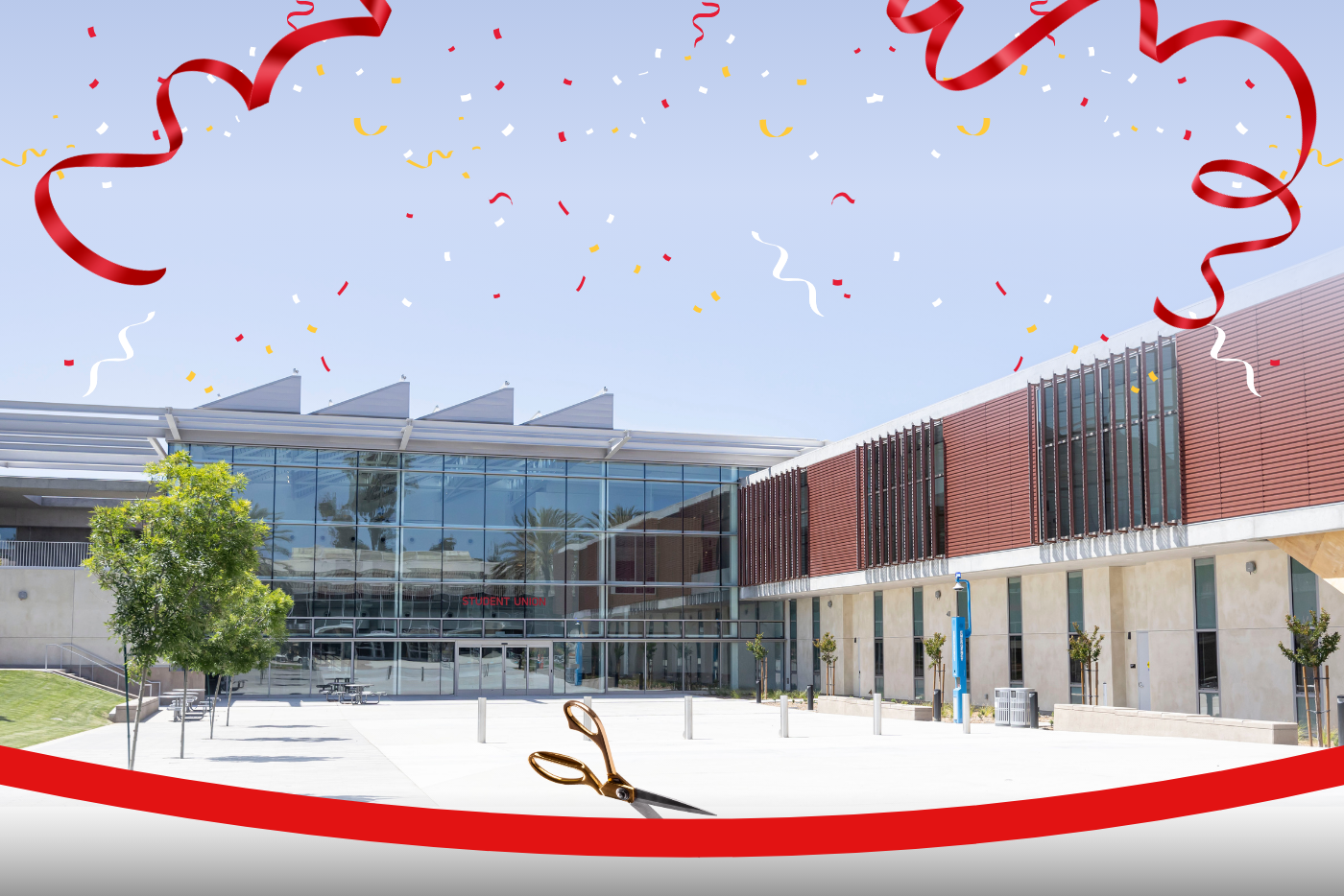Southwestern College Student Union Ribbon Cutting graphic.