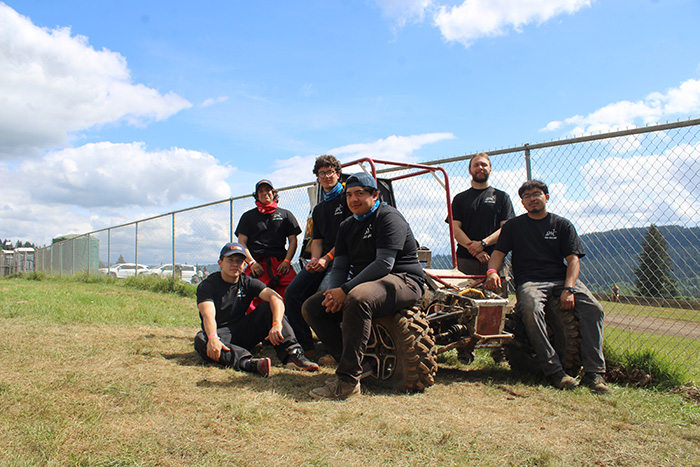 SWC Baja Society of Automotive Engineers club members, Santiago Salgado, Javier Jorquera Estero, Troy Schalge (top row), Emilio Vasquez, Adrian Contreras, and Omar Chiroque (bottom row), at the 2026 SAE Competition.
