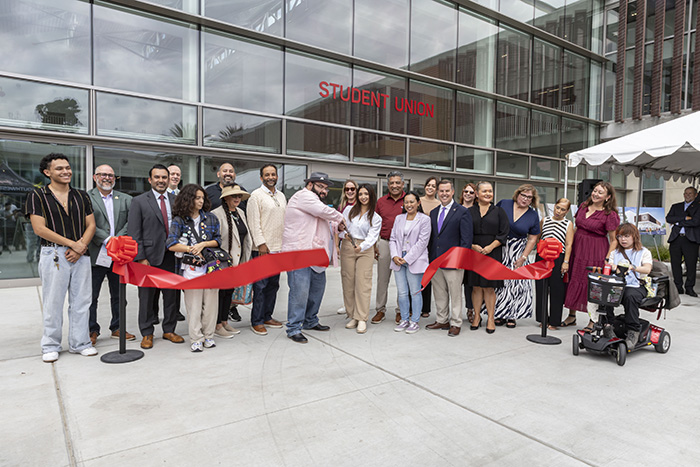 Southwestern College students and leadership participating in the Student Union Ribboncutting Ceremony.