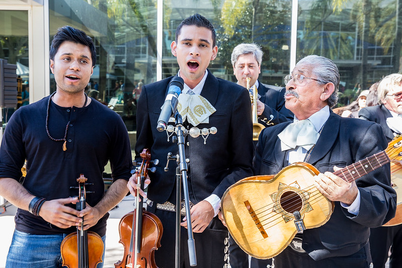 Mariachi band performing on campus