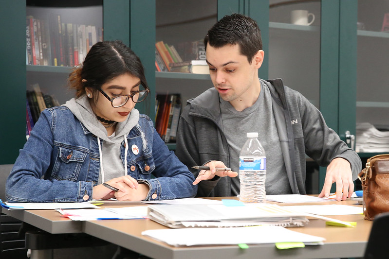 Two students studying in the classroom