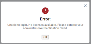 Image of Licensing Error Message Image of Licensing Error Message