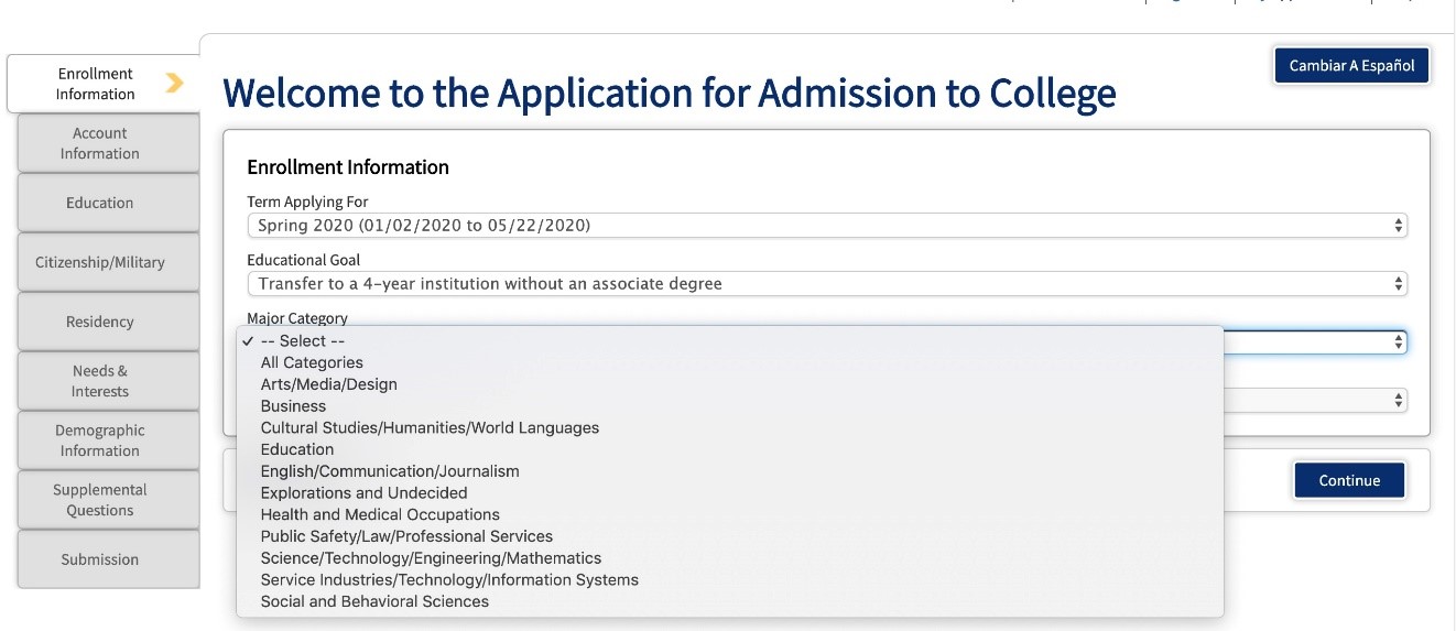 CCCApply Field of Study Example CCCApply Field of Study Example