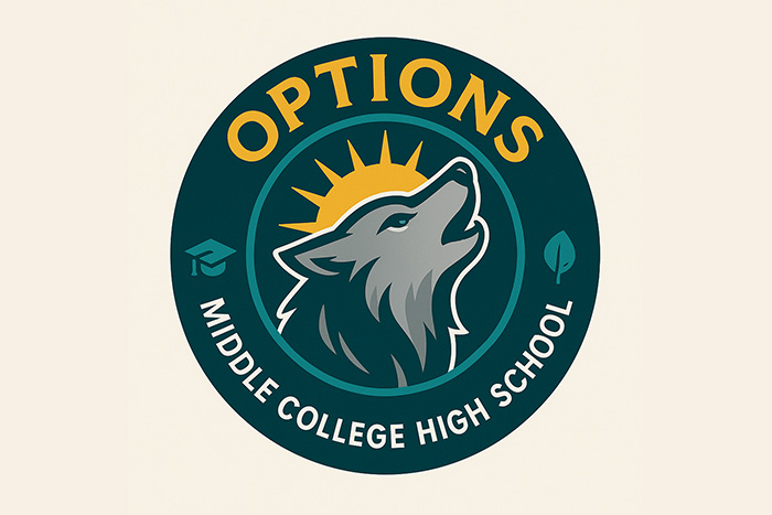 Options Middle College High School logo Options Middle College High School logo.
