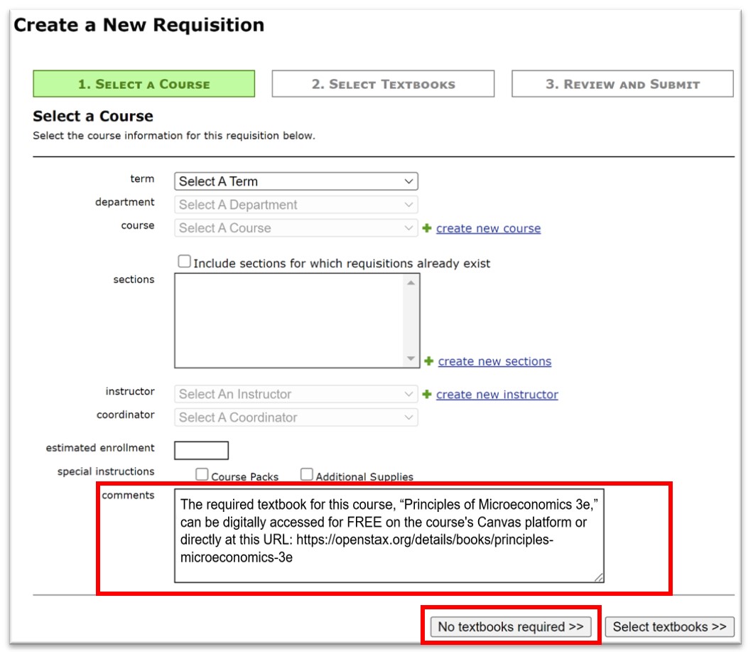 Create new requisition