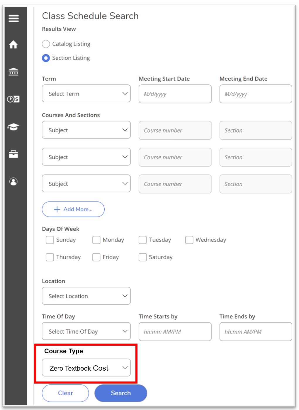 Class Schedule Search