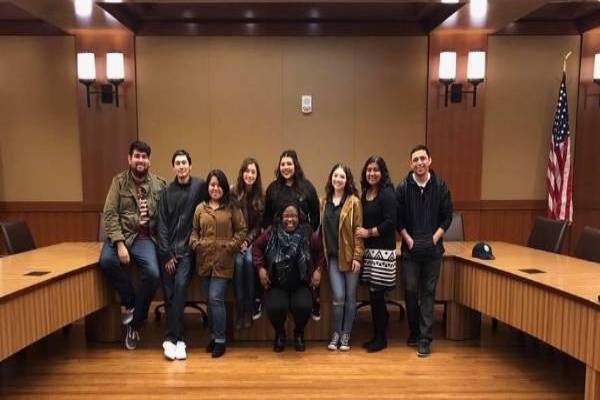 ASO students in State Capitol meeting room