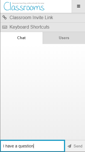 Workshop chat function with question in progress