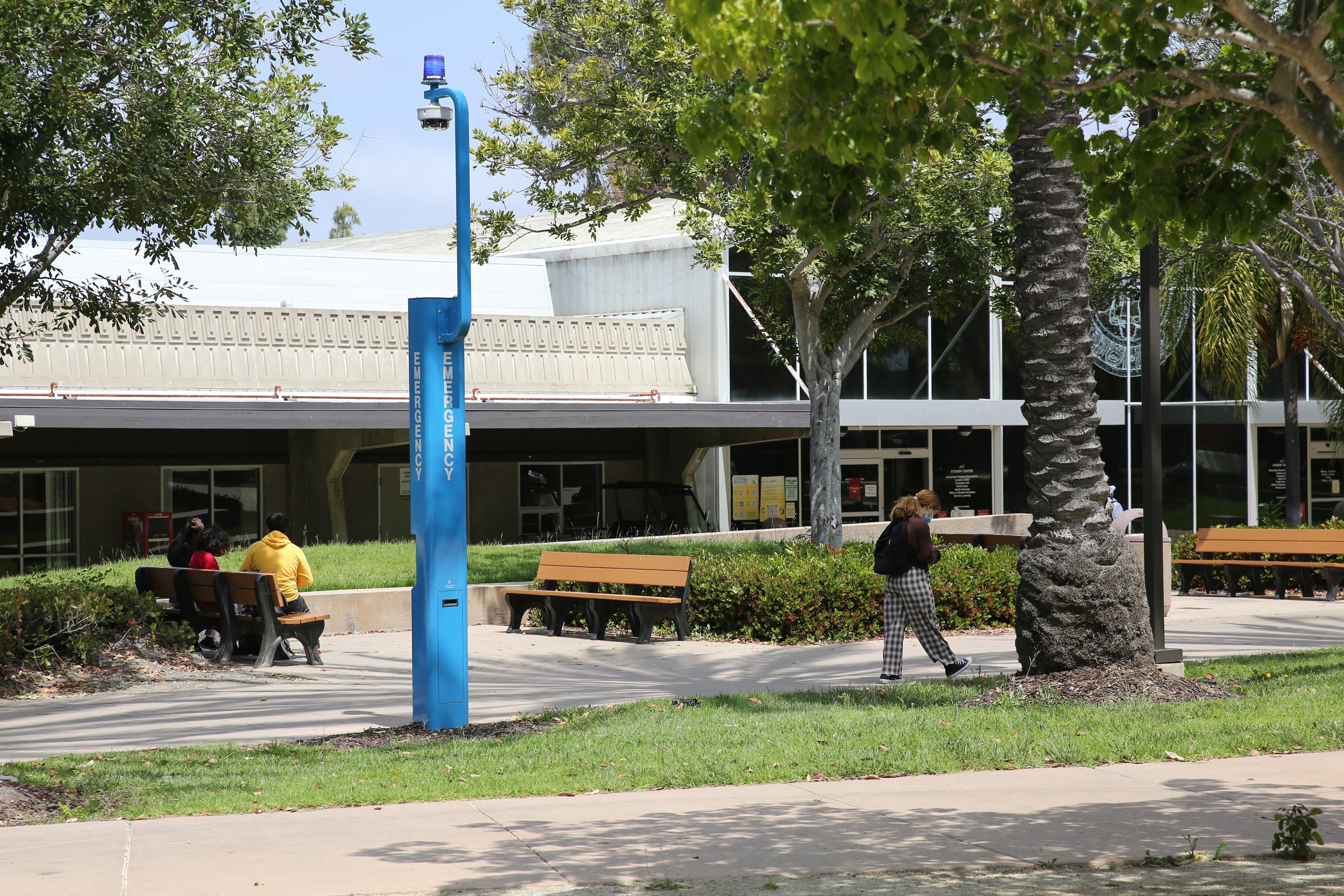 Emergency blue pole on campus 