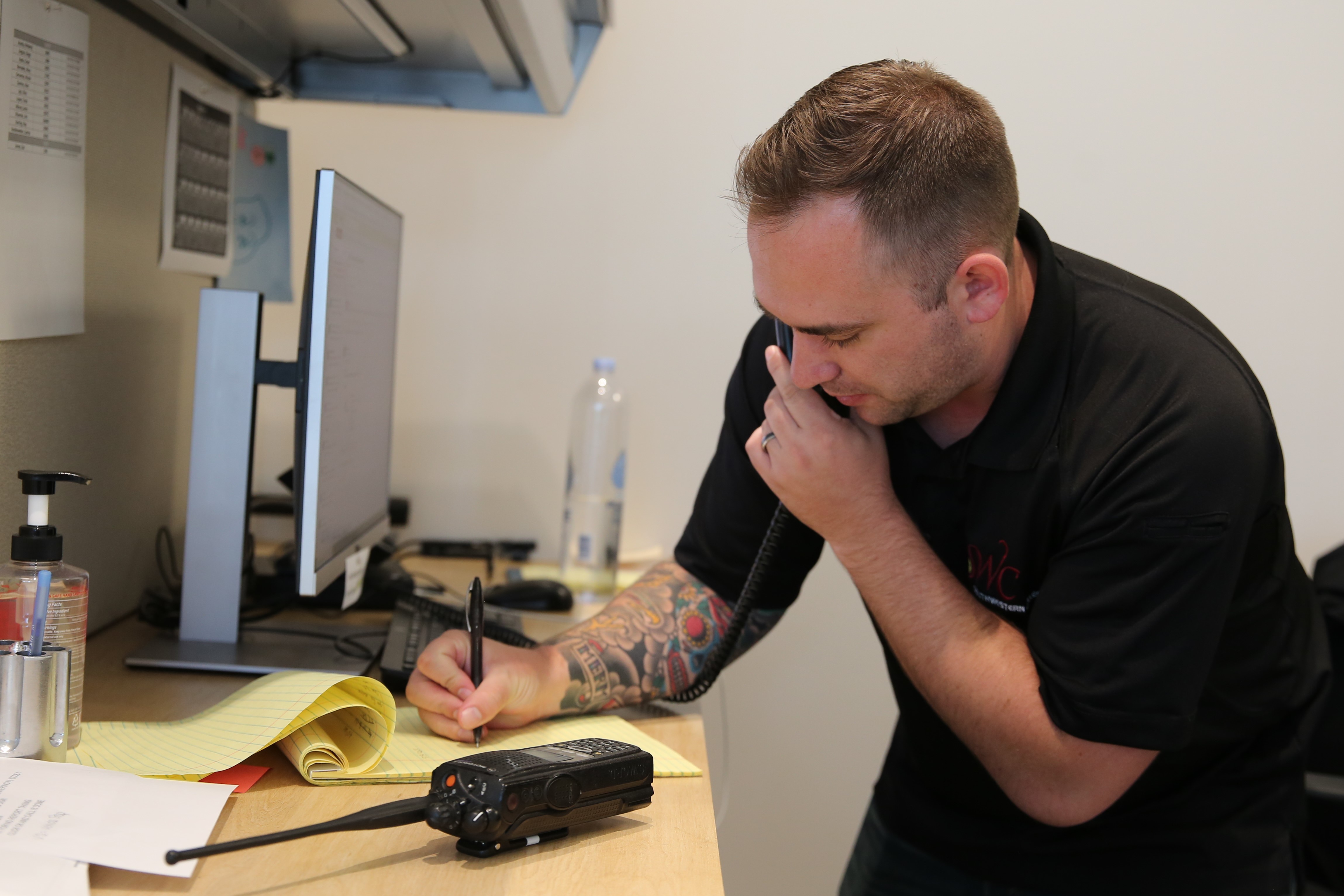 Emergency Preparedness Coordinator, Zack Jones, answering a call