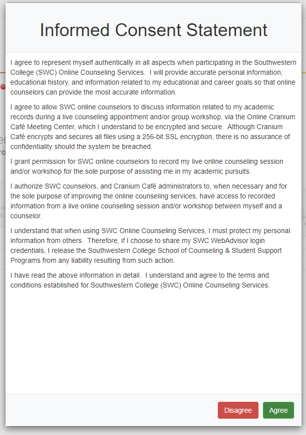 Example of informed consent statement.