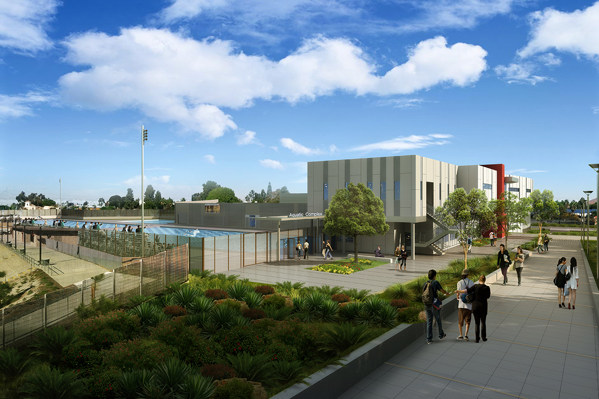 wellness and aquatics complex rendering